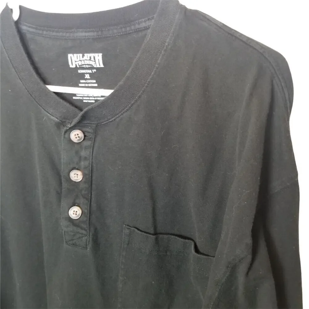 Duluth Trading Co Mens Longtail Henley T-Shirt Sz XL Minimalist Stretch Relaxed
